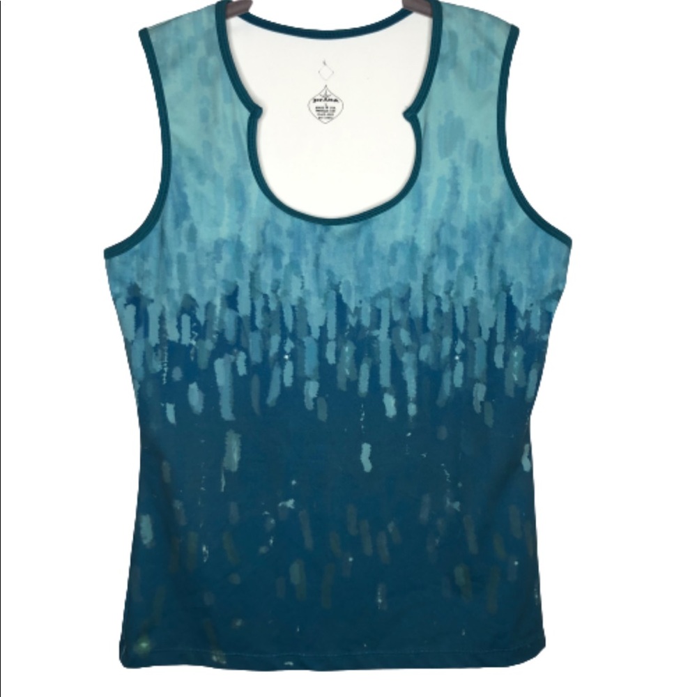 Prana Women’s Teal Blue Watercolor Ombré Tank Top